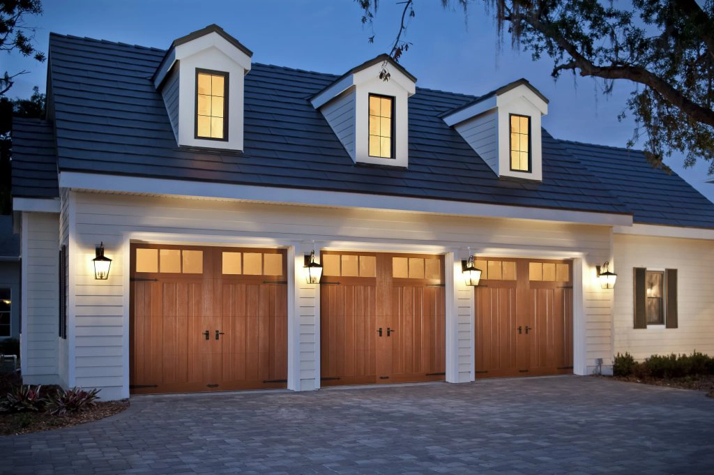 faux wood tone garage doors