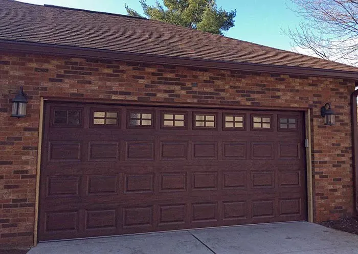 wood tone raised panel garage door