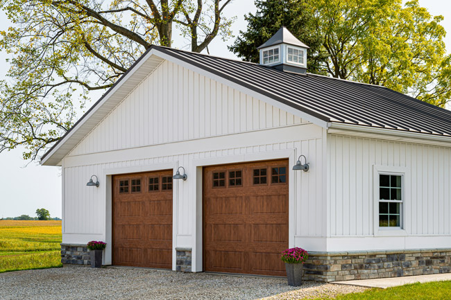 faux wood tone single car garage doors