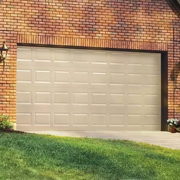 16x7 off white almond double car overhead garage door